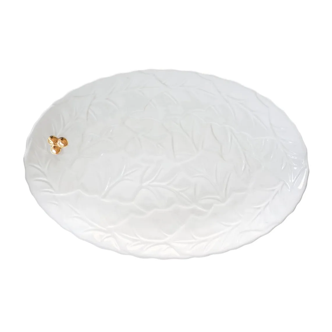 Plateau de service ovale HOLLY & BERRIES WHITE