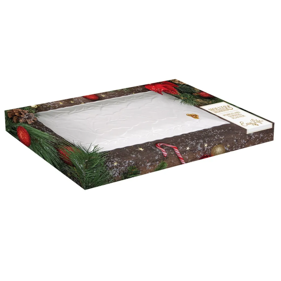 Plateau rectangulaire HOLLY & BERRIES WHITE