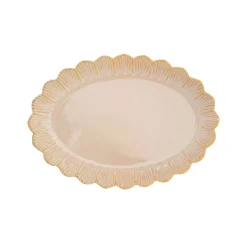 Service de plateau ovale beige FLEURI