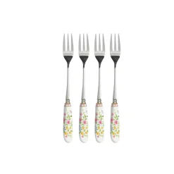 Set 4 fourchettes à dessert avec manche en porcelaine en c.b. HAPPY EASTER