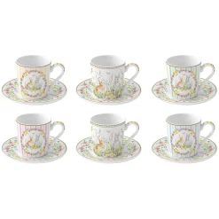Set 6 tasses à café avec soucoupe HAPPY EASTER