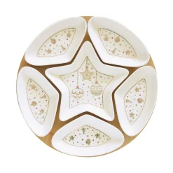 Set apéritif Ø 25 cm avec 6 bols en porcelaine et base en bambouCHRISTMAS LIGHTs