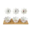 Set apéritif avec 3 bols en porcelaine et support en bambou NUTCRACKER