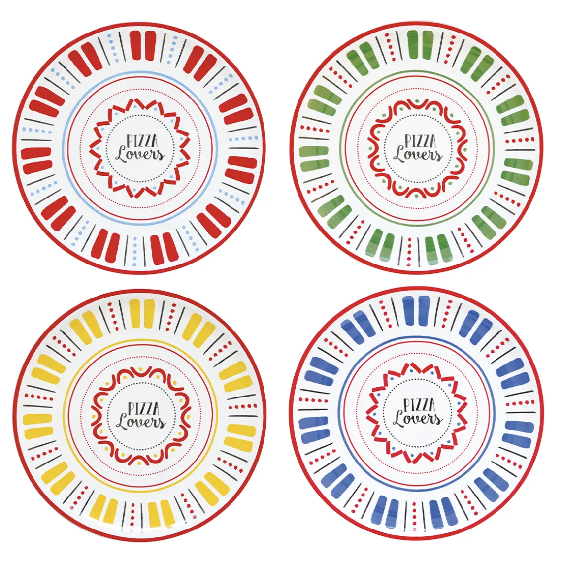 Set de 4 assiettes à pizza PASTA & PIZZA LOVERS