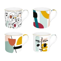 Set de 4 mugs 300 ml en porcelaine fine MODERNISME