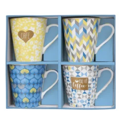 Set de 4 mugs en porcelaine de 300 ml CUP OF COFFEE