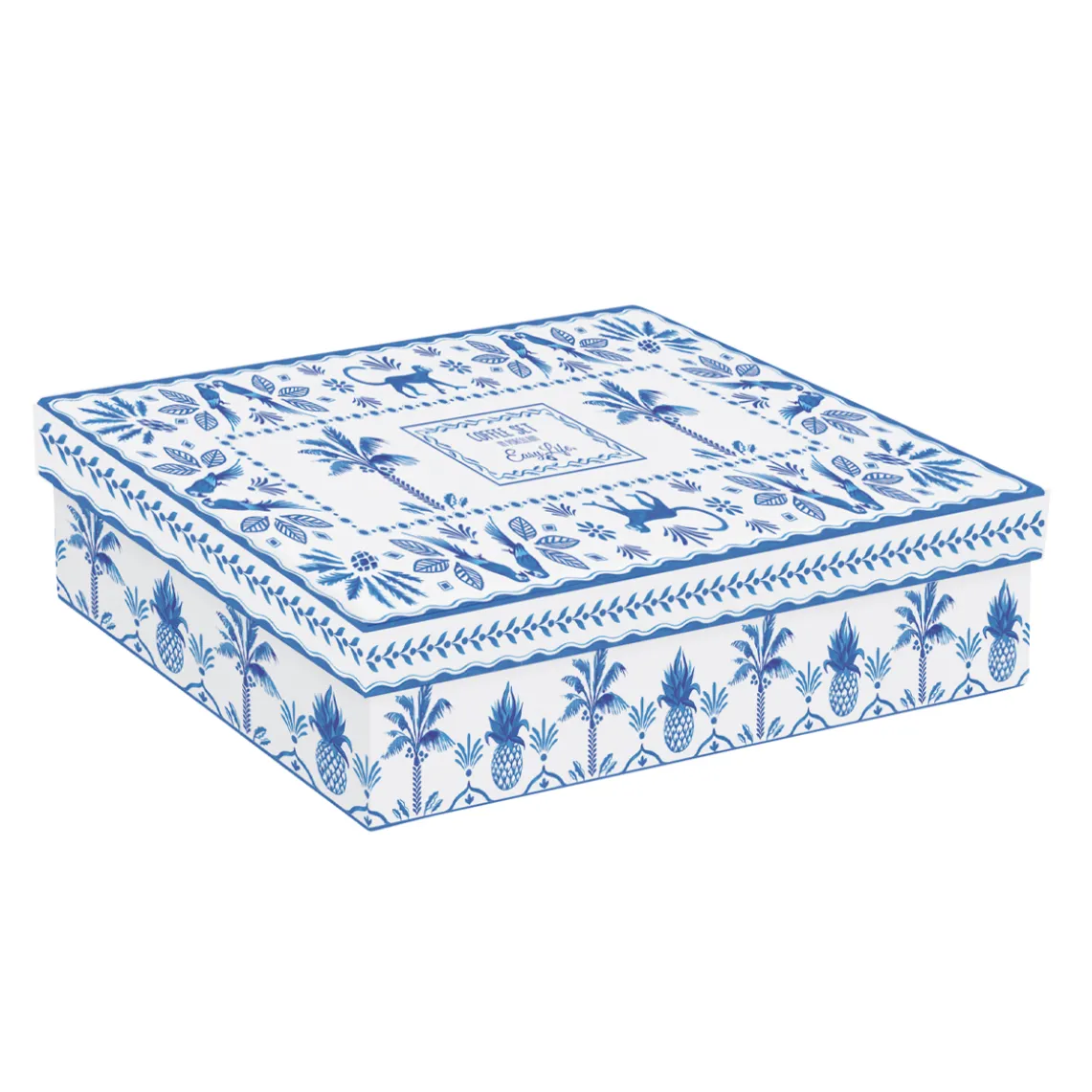 Set de 4 tasses à café avec soucoupes bleues EXOTIC VIBES