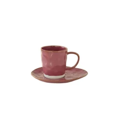 Set de 6 tasses à café de 120 ml avec soucoupes en porcelaine INTERIORS BURGUNDY