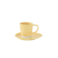 Set de 6 tasses à café de 120 ml avec soucoupes en porcelaine INTERIORS YELLOW