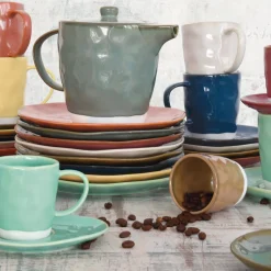 Set de 6 tasses à café de 120 ml avec soucoupes en porcelaine INTERIORS YELLOW
