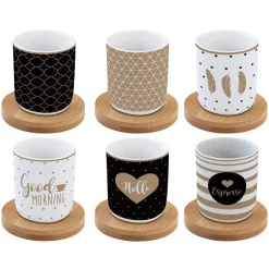 Set de 6 tasses à espresso avec soucoupes en bambou, capacité 110 ml GOOD MORNIN