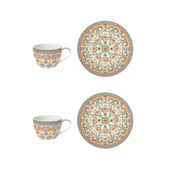 Set de 2 tasses avec soucoupes MEDITERRANEO ORANGE