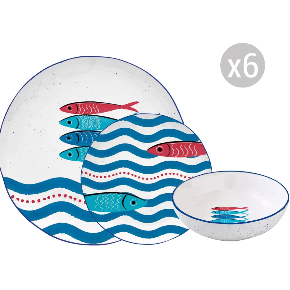Set de vaisselle 18 pcs SARDINE’S PARTY