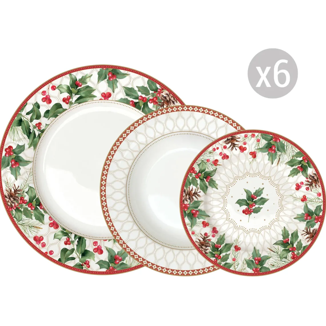 Set de vaisselle 18 pièces CHRISTMAS BERRIES