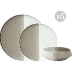 Set de vaisselle 18 pièces DOUBLE BEIGE