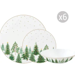 Set de vaisselle 18 pièces FESTIVE TREES