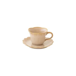 Tasse à café beige FLEURI