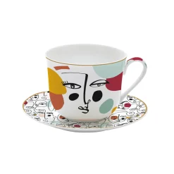 Tasse à petit-déjeuner avec soucoupe, 400 ml en porcelaine MODERNISM