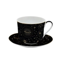 Tasse à petit-déjeuner avec assiette de 400 ml en porcelaine, dans une boîte colorée CELESTIAL