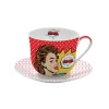 Tasse à petit-déjeuner avec assiette, 400 ml POP ART