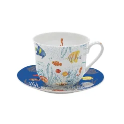 Tasse à petit-déjeuner avec assiette AQUARIUM