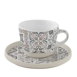 Tasse à thé en porcelaine avec soucoupe, 250 ml Casa Decor GREY