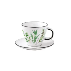 Tasse avec soucoupe, 250 ml en porcelaine HERBARIUM