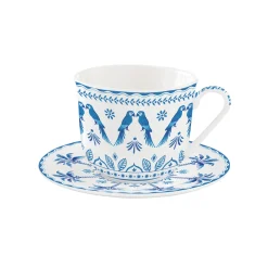Tasse de petit déjeuner avec assiette bleue EXOTIC VIBES