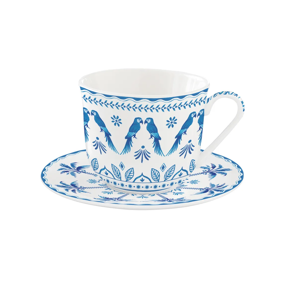 Tasse de petit déjeuner avec assiette bleue EXOTIC VIBES