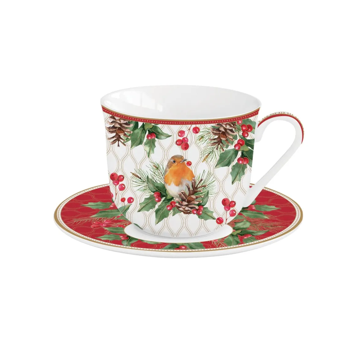 Tasse de petit déjeuner avec soucoupe CHRISTMAS BERRIES