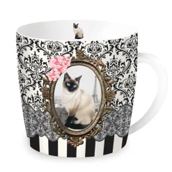 Tasse en porcelaine dans une boîte en fer-blanc BAROCCO CATS VersC