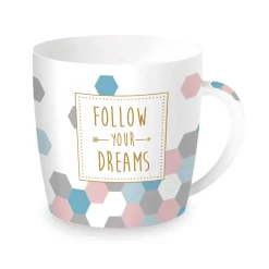 Tasse en porcelaine dans une boîte en métal FOLLOW YOUR DREAMS