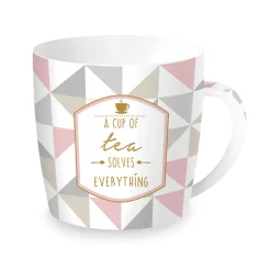 Tasse en porcelaine dans une boîte en métal A CUP Of tea Solves Everything