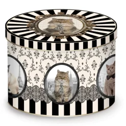 Tasse en porcelaine dans une boîte en fer-blanc BAROCCO CATS VersB