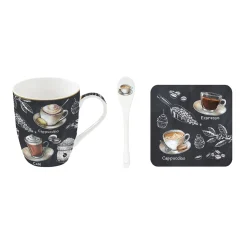 Tasse et cuillère avecdessous de verre BARISTA