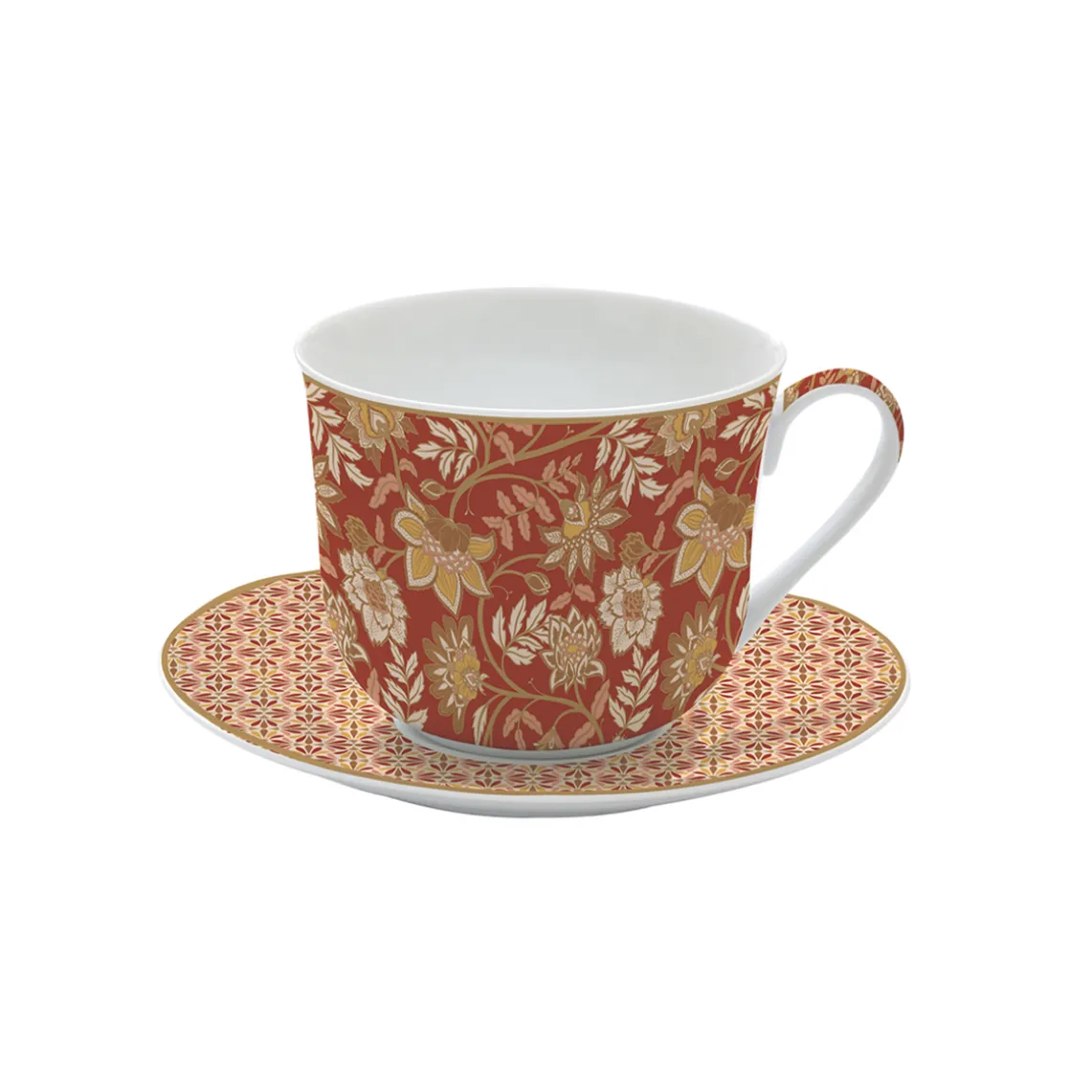 Tasse petit-déjeuner avec assiette en porcelaine 400 ml FLEURS DES RÊVES