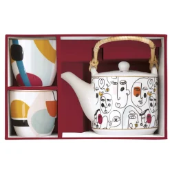 Théière avec infuseur de 600 ml et 2 tasses en porcelaine MODERNISM