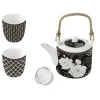 Théière avec infuseur et 2 petites tasses ART DECO & FLOWERS