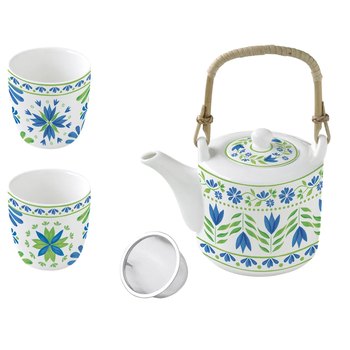 Théière avec infuseur et 2 tasses FLOWERS GARDEN