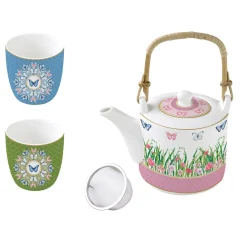 Théière avec infuseur et deux petites tasses SPRING PARADE