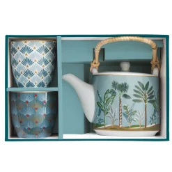 Théière de 600 ml avec 2 tasses en porcelaine Atmosphere Jungl