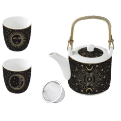 Théière de 600 ml avec 2 tasses en porcelaine, dans une boîte cadeau CELESTIAL