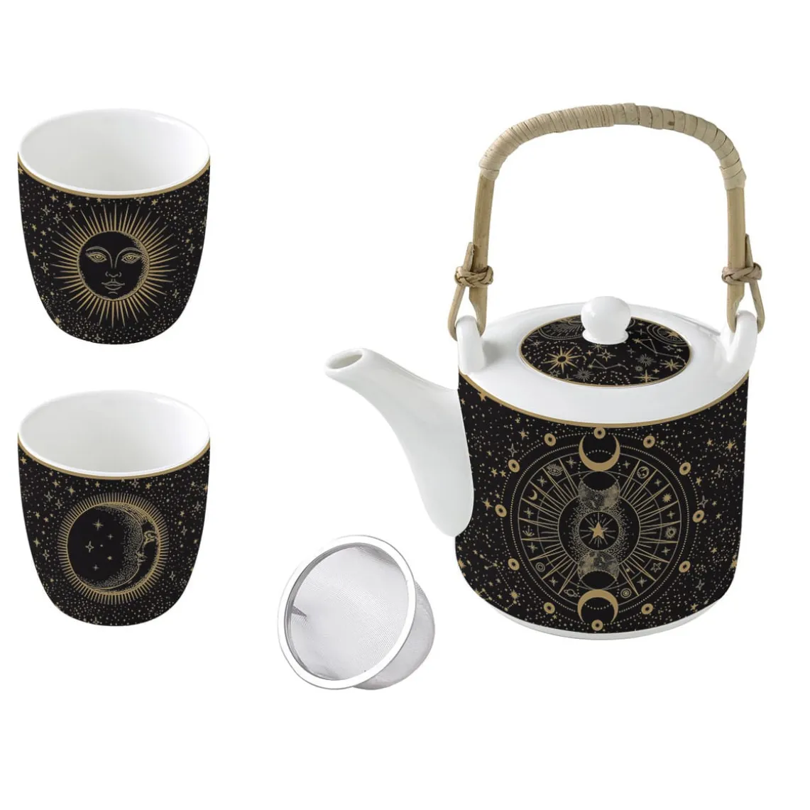 Théière de 600 ml avec 2 tasses en porcelaine, dans une boîte cadeau CELESTIAL