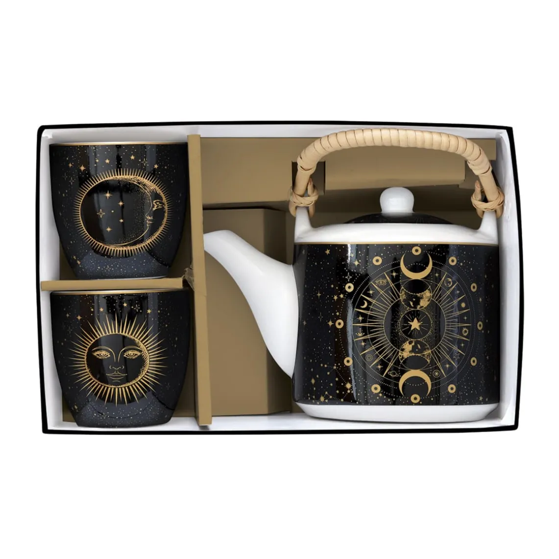 Théière de 600 ml avec 2 tasses en porcelaine, dans une boîte cadeau CELESTIAL