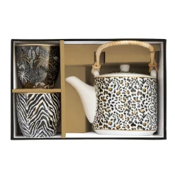 Théière en porcelaine de 600 ml avec 2 petites tasses SAVANA
